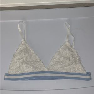 White banded lace bralette